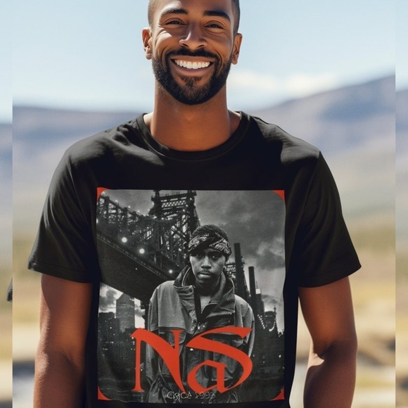 JomyDan Other - Nas Circa 1993 Tee, Rare B&W Of Hip-hop Music Legend Nas Shirt